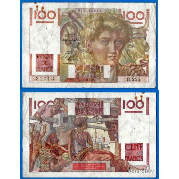 France 100 Francs 1947 Jeune Paysan Billet Frc Frs Frcs Europe