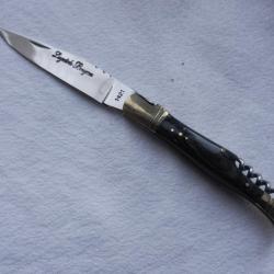 couteau Laguiole Bougna - manche bois parkérisé gris/noir longueur 22 cm - tire bouchon