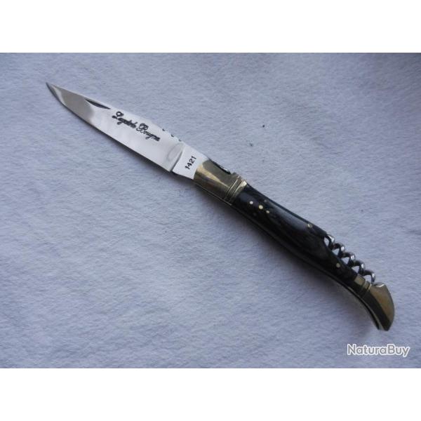 couteau Laguiole Bougna - manche bois parkris gris/noir longueur 22 cm - tire bouchon