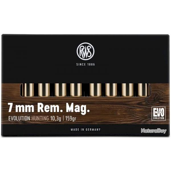 Munitions RWS 7mm Rem. Mag. EVO 10.3g 159gr x5 boites