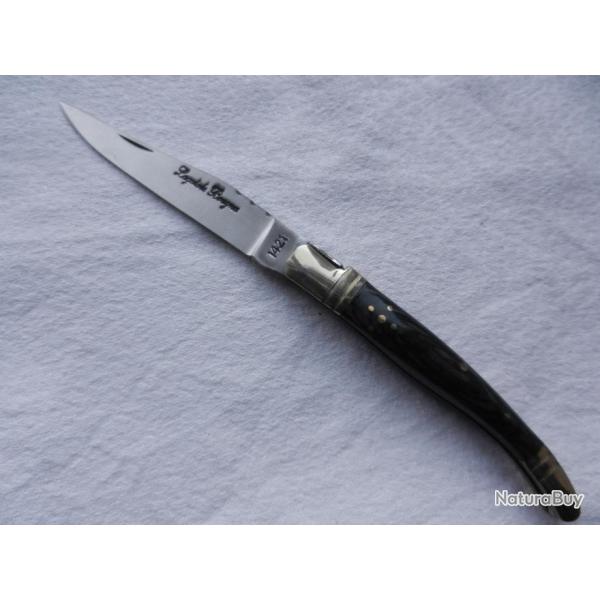 couteau laguiole bougna manche bois parkris gris/noir - longueur 19 cm.