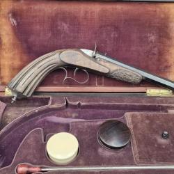 FLOBERT INVENTEUR BREVETE A PARIS COFFRET PISTOLET DE TIR DE SALON CALIBRE 6MM ANNULAIRE - FRANCE XI