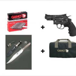 PACK-1MACHETTE + REVOLVER GAMO PR-725 + 5 CO2 + ÉTUI DE PROTECTION
