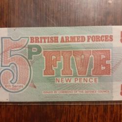 Billet militaire anglais . 5 New pence 1947 en sup spl