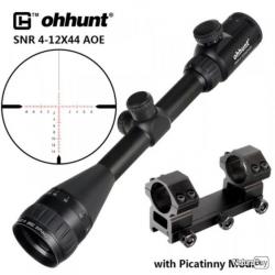 Ohhunt -lunette de chasse SNR 4-12x42 AOE,en Verre Eclairé Rouge Observation  Airsoft