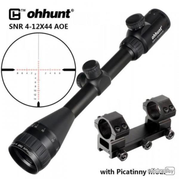 Ohhunt -lunette de chasse SNR 4-12x42 AOE,en Verre Eclair Rouge Observation  Airsoft