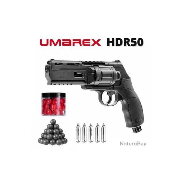 Pack Promo Revolver Umarex®  T4E HDR50 co2 Balles Caoutchouc 11 joules + Balles Devastator® 2