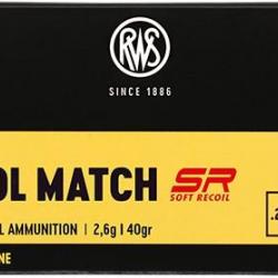 RWS 22 LR Pistol Match SR 2.6g 40gr x5 boites