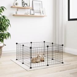 Cage animaux de compagnie à 8 panneaux Noir 35x35 cm Acier