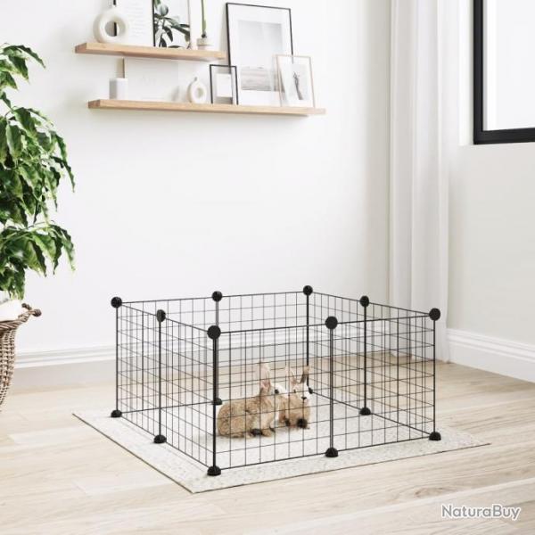 Cage animaux de compagnie  8 panneaux Noir 35x35 cm Acier