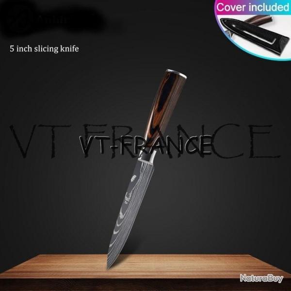 Set Couteau Japonais Pro Santoku Style Damas, Modele: Trancheur 24.5cm