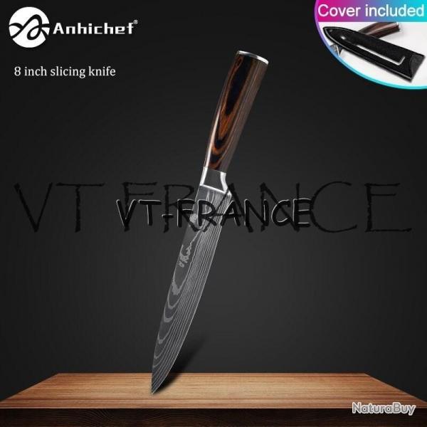 Set Couteau Japonais Pro Santoku Style Damas, Modele: Trancheur 32.5cm