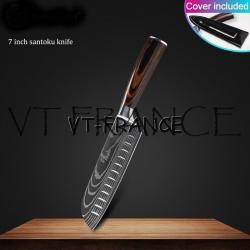 Set Couteau Japonais Pro Santoku Style Damas, Modele: Santoku 31cm