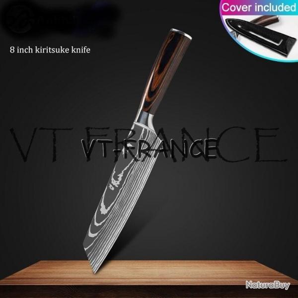 Set Couteau Japonais Pro Santoku Style Damas, Modele: Kiritsuke 33cm