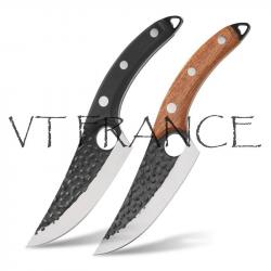 Couteau Chasse Cuisine Boucher Forge Main, Couleur: Marron + Noir