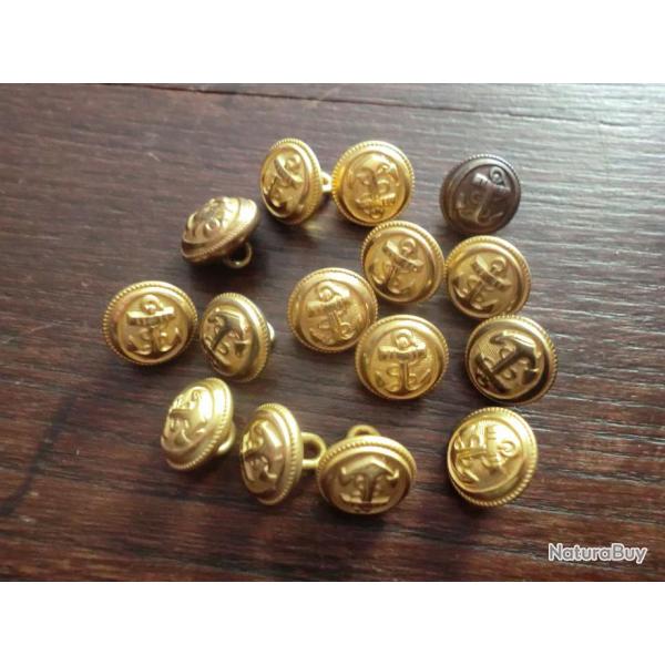 LOTS x 15  BOUTONS  MARINE   MILITAIRE