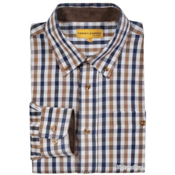 Chemise  carreaux NANCAY bleu VERNEY CARRON