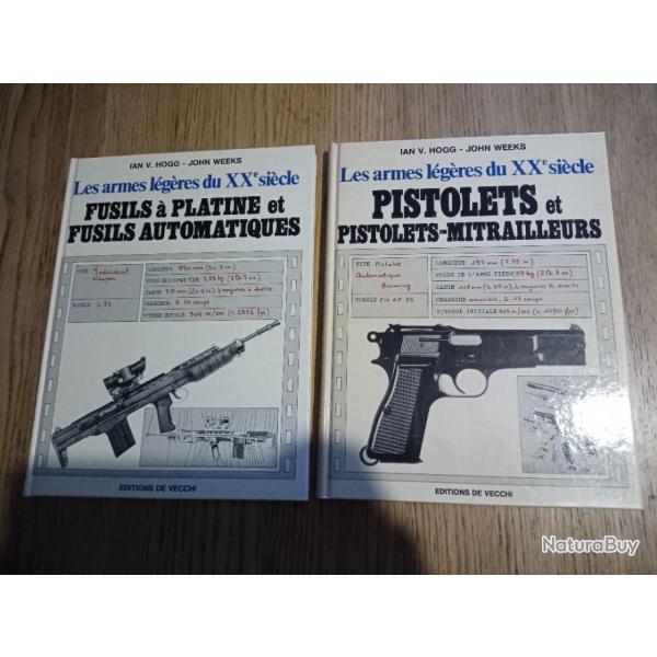 Lot deux ouvrages : _Pistolets et pistolets-mitrailleurs_Fusils  platine et fusils automatiques