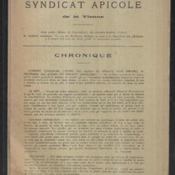 syndicat apicole de la vienne bulletin  de 1943 janvier à aout , 4 exemplaires