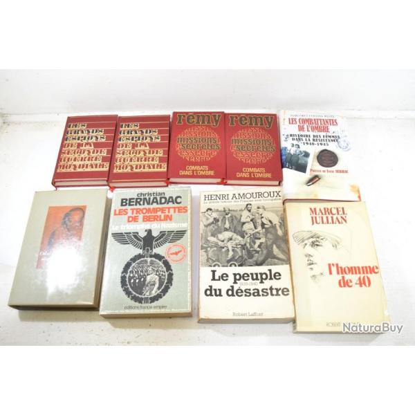 Lot livres militaria dstockage, Deuxime Guerre Mondiale WW2 livre France Allemagne USA ... (lot C)