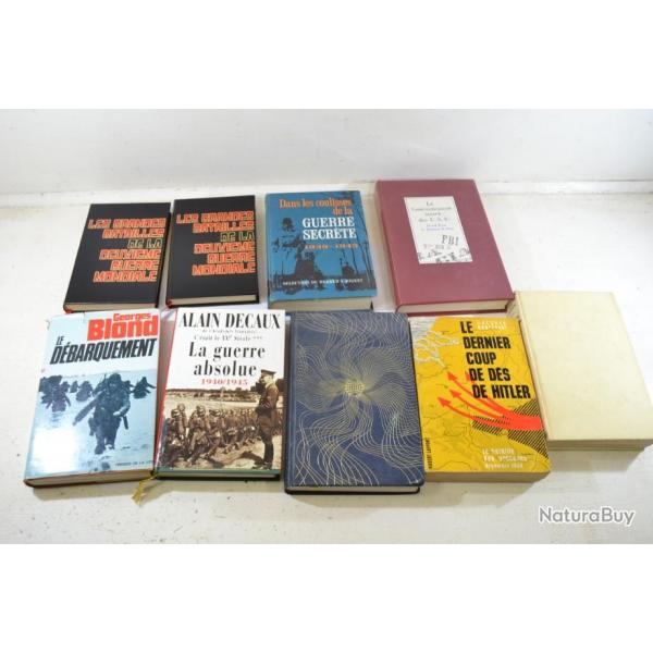 Lot livres militaria dstockage, Deuxime Guerre Mondiale WW2 livre France Allemagne USA ... (lot D)