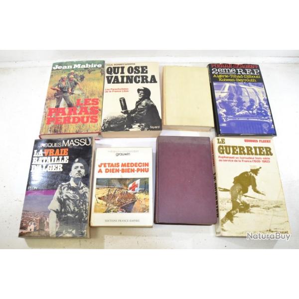 Lot livres militaria dstockage, WW2 Guerre Indochine Algrie para lgion trangre ... (lot A)