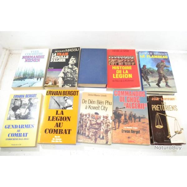 Lot livres militaria dstockage, WW2 Guerre Indochine Algrie para lgion trangre ... (lot C)