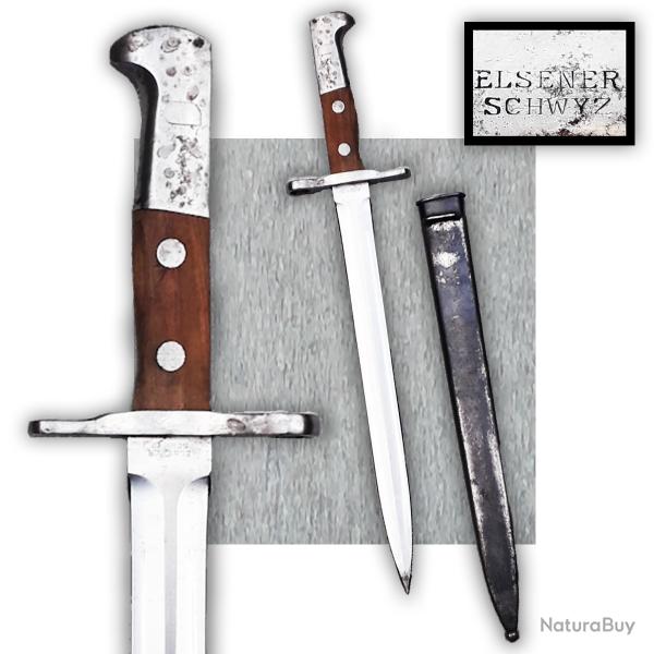 TRES BELLE & RARE BAIONNETTE / POIGNARD DE COMBAT SUISSE ELSENER SCHWYZ MODELE 1906 ORIGINAL 02