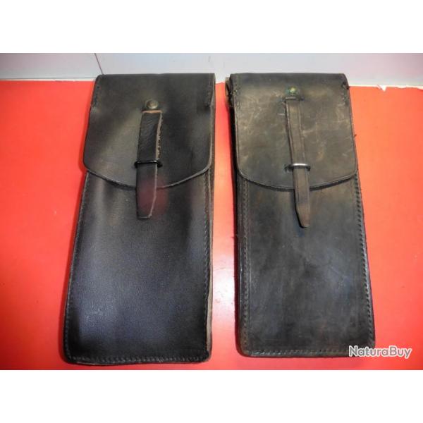 Lot de 2 Portes chargeur en cuir noir pour PM Mat 49 - Gendarmerie