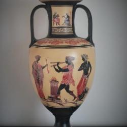 Grande amphore-vase aux motifs grecs-amphore en terre cuite-motifs-Apollon-Grèce-Musique-Lyre Aulos