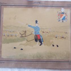 Souvenir du 13° REGIMENT DE HUSSARDS portrait cavalier photo et peinture,  guerre 1914 1918 DINAN