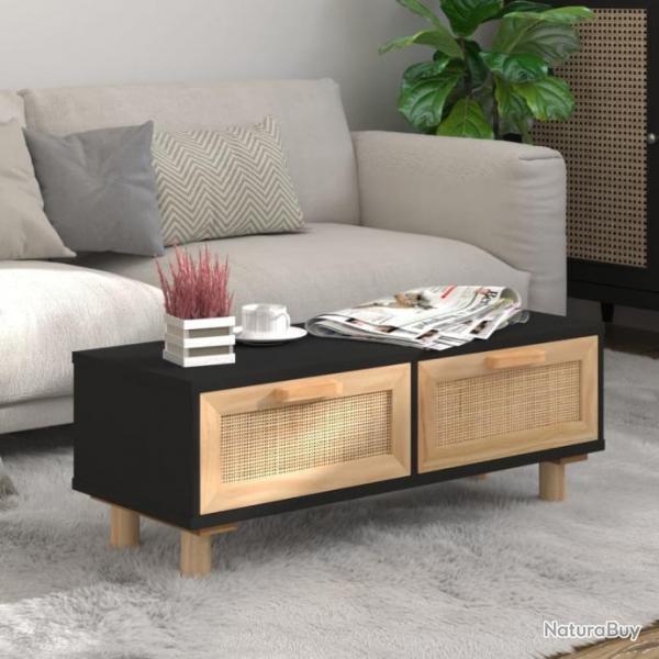 Table basse Noir 80x40x30 cm Bois d'ingnierie et pin massif