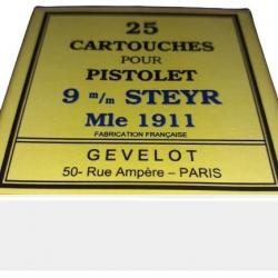 9 mm Steyr Mle 1911: Reproduction boite cartouches (vide) GE 9882174