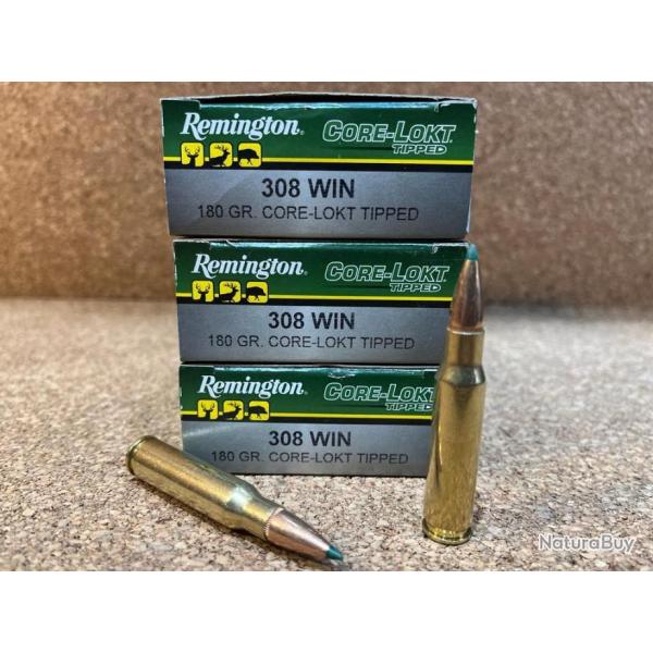 60 Cartouches Remington Core-Lokt Tipped - C/308 Win - 180 grains- New !!!