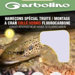 Hameçons Garbolino spécial truite / montage à cran collé vernis fluorocarbone - Par 10 - N°4 / 22