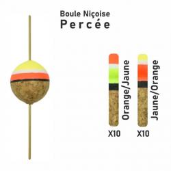 Streamline Garbolino Flotteur truite - Boule niçoise - Par 20 - Percé / 1 g / Jaune/Orange
