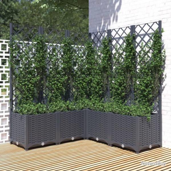 Jardinire avec treillis Gris fonc 120x120x136 cm PP