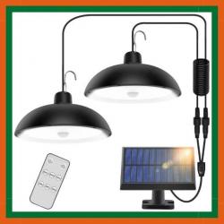 Kit de 2 lampes solaires - 360° - Panneau solaire - Camping, Jardin - Livraison gratuite