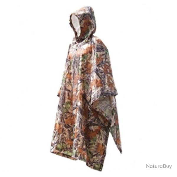 Manteau poncho de pluie Camouflage Etanche se transforme en Abri d'urgence, Tapis sac de rangement