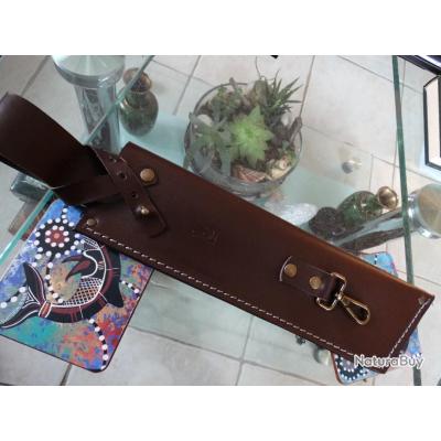 Fourreau En Cuir De Vache Fait Main - Pour Couteau à Lame Fixe Ou Pliant - Boucle Ceinture - Ambidextre