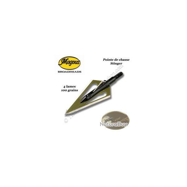 MAGNUS Stinger 4 Lames Pointes de chasse bilames fixes en acier inox avec bleeder - 85, 100, 125 & 1