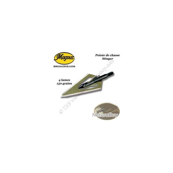 MAGNUS Stinger 4 Lames Pointes de chasse bilames fixes en acier inox avec bleeder - 85, 100, 125 & 1