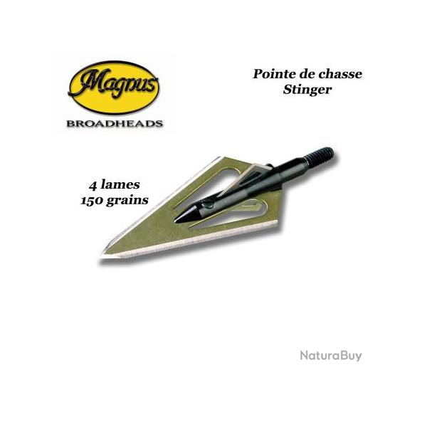 MAGNUS Stinger 4 Lames Pointes de chasse bilames fixes en acier inox avec bleeder - 85, 100, 125 & 1