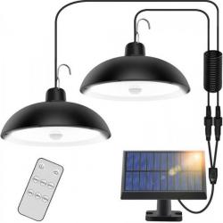 Kit de 2 lampes solaires - 360° - Panneau solaire - Télécommande - Campements - Livraison gratuite