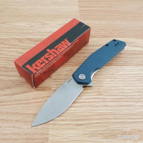 Couteau Kershaw Lucid A/O Lame Acier 8Cr13MoV Manche GFN/Stainless Blue Framelock Clip KS2036