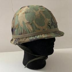 Vietnam War : Casque USM1 - Complet Parfait état d'origine camouflage GI