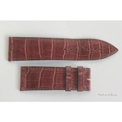 Bracelet De Montre En Cuir Grainé Croco Marron Foncé - épais, Rembourré, Largeurs 19/21/23mm