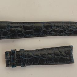 ASPREY Bracelet montre croco bleu marine 19 mm