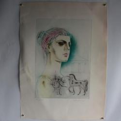 Lithographie originale Profil de Romaine Luben DIMANOV