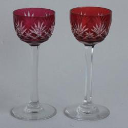 SAINT LOUIS 2 Verres à liqueur cristal Massenet couleur